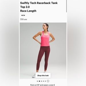 Lululemon Swiftly Tech Racerback Tank Top 2.0
Race Length, 6